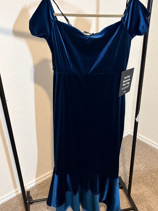 Lulus Dresses & Skirts - Lulu's Deep Navy Velvet Off-Shoulder Mermaid Dress